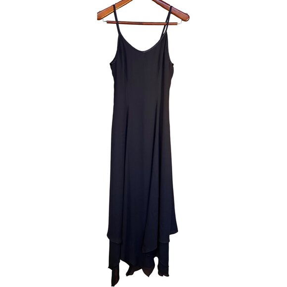 Roberta Dresses & Skirts - VTG Roberta Navy Small (est.) Maxi Slip Dress Asymmetrical Hem Fairy Whimsy Goth